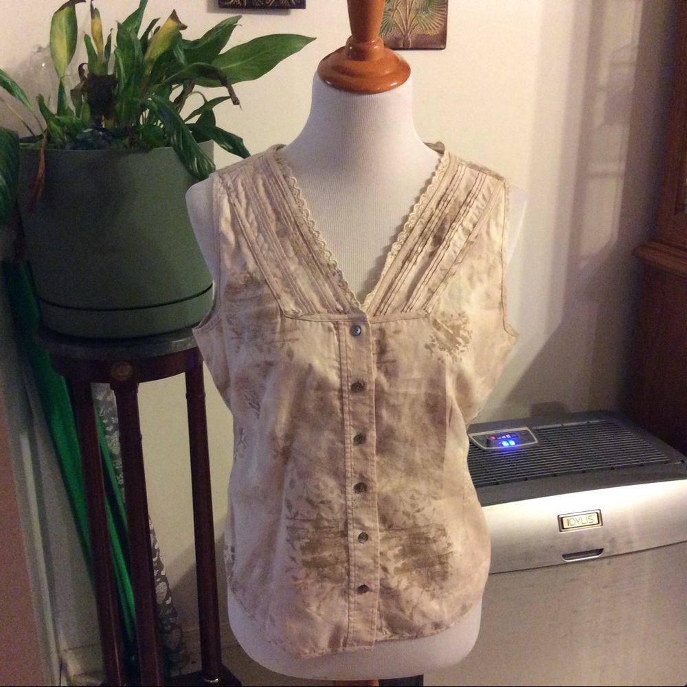 JJill Linen Button Down Top Size S